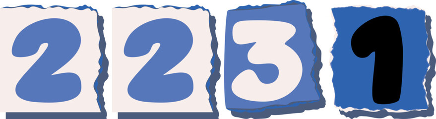 2231 Retro torn paper number Design art