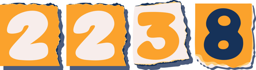 2238 Retro torn paper number Design art