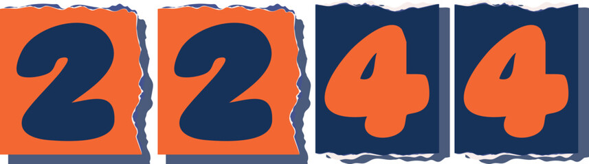 2244 Retro torn paper number Design art