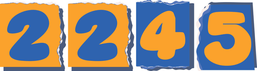 2245 Retro torn paper number Design art