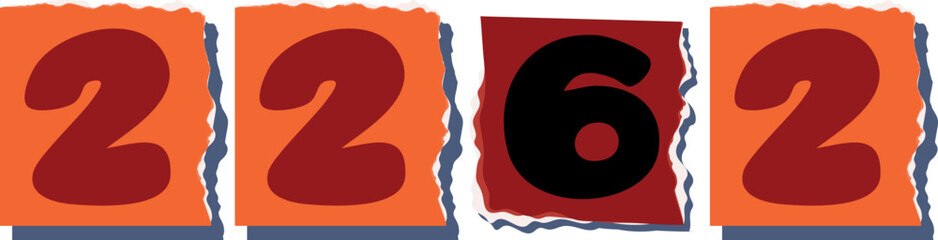 2262 Retro torn paper number Design art