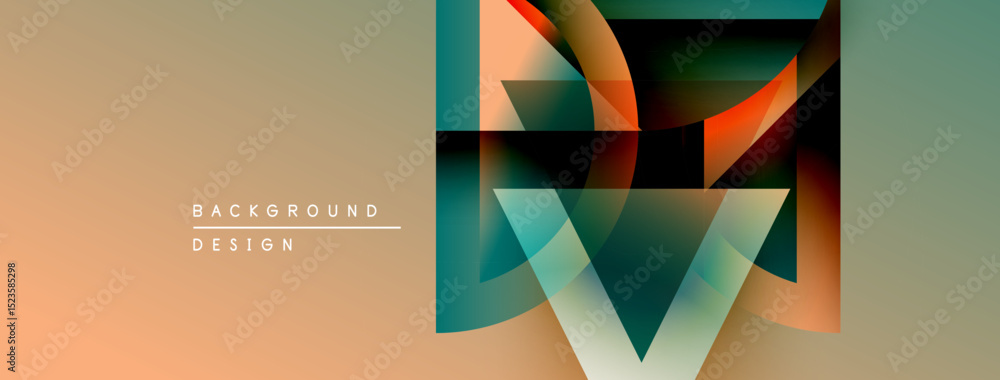 Poster Abstract geometric design. Gradient colors blend, creating dynamic visual effect. Modern background suitable for various projects.