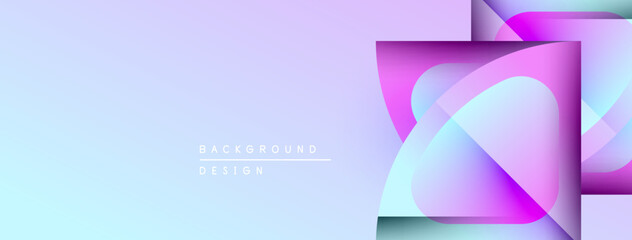 Abstract geometric shapes, pastel colors, gradient background. Modern design elements create dynamic visual effect.