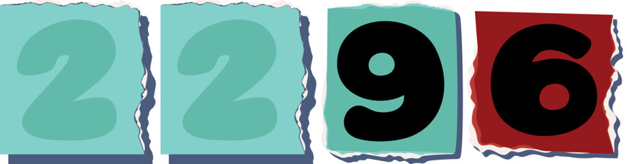 2296 Retro torn paper number Design art