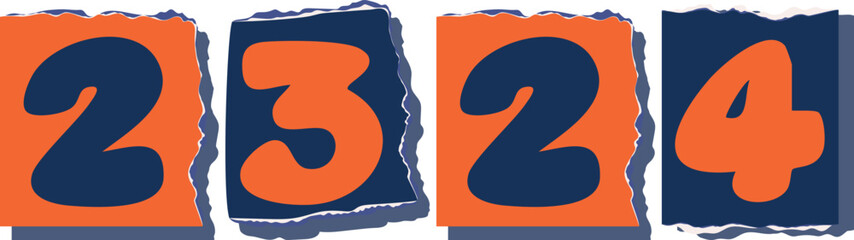 2324 Retro torn paper number Design art