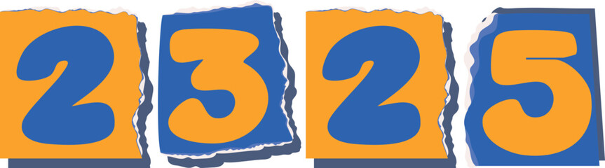 2325 Retro torn paper number Design art