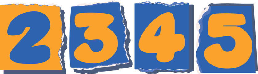 2345 Retro torn paper number Design art