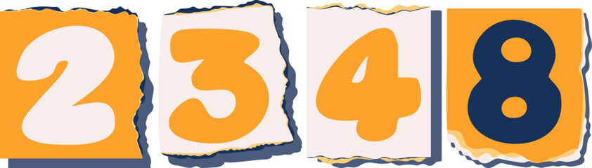 2348 Retro torn paper number Design art