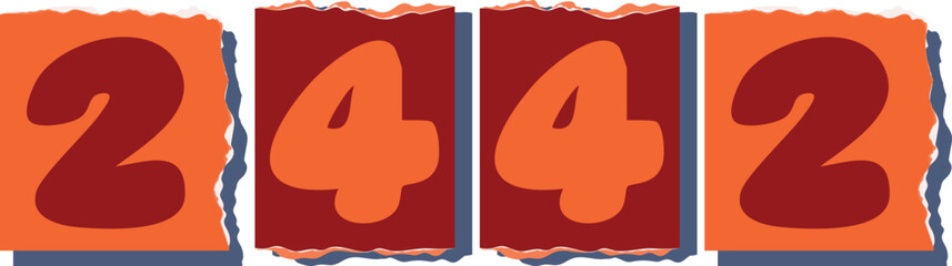 2442 Retro torn paper number Design art