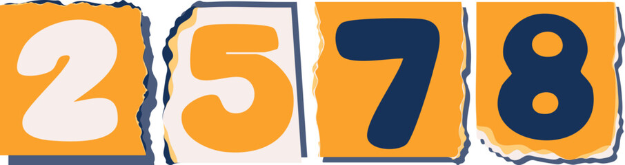2578 Retro torn paper number Design art