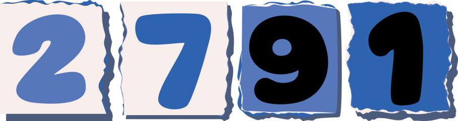 2791 Retro torn paper number Design art