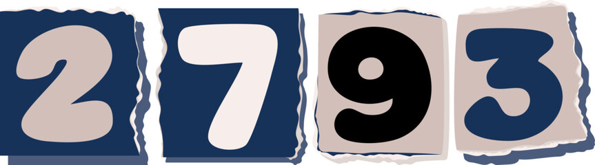 2793 Retro torn paper number Design art