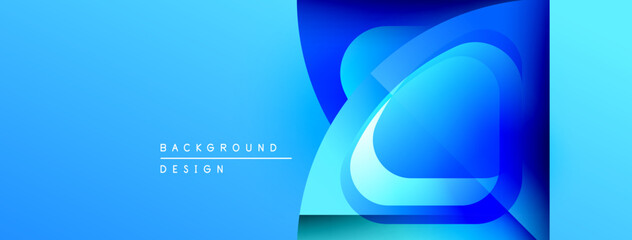 Bright blue abstract background. Overlapping shapes create dynamic visual effect. Modern design suitable for digital projects.