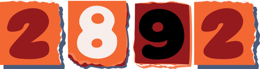 2892 Retro torn paper number Design art