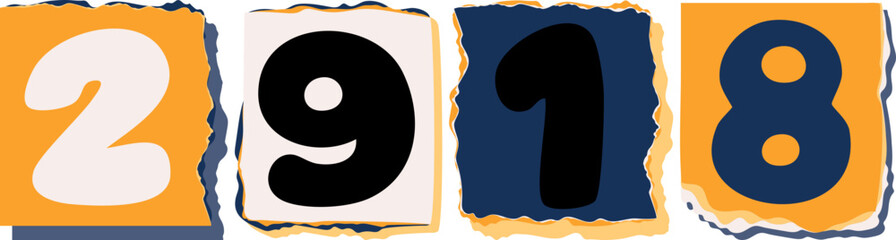 2918 Retro torn paper number Design art