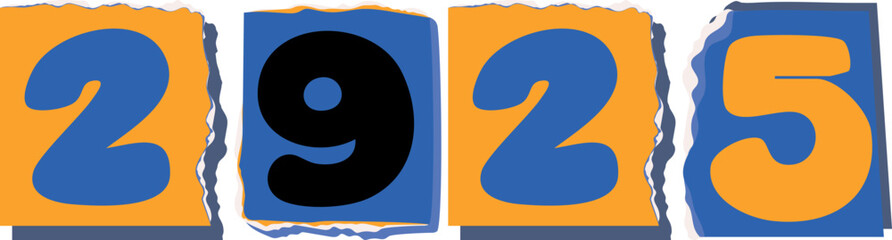 2925 Retro torn paper number Design art