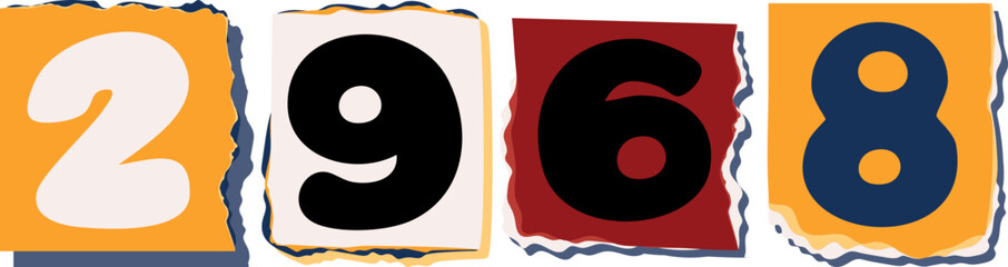 2968 Retro torn paper number Design art
