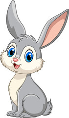 Illustration of cartoon cute rabbit on white background