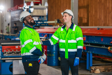 Industrial Workers in Safety Gear Having a Conversation