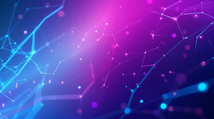 Interconnected Nodes: Luminous Network in Purple and Blue Gradient.