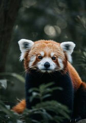 Fototapeta premium Red panda portrait wildlife animal mammal nature cute furry forest face eyes