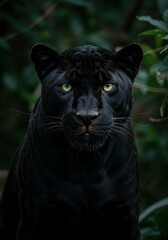 Black panther jaguar animal wildlife predator feline dark jungle portrait face