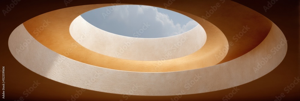 Poster Minimalist Circular Porthole Window Frame with Clean Glass and Visible Hardware Emphasizing Negative Space and New Beginnings for Architectural Design