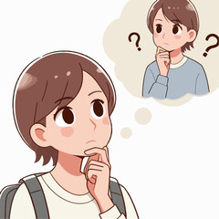 illustration of a person thinking with a question mark