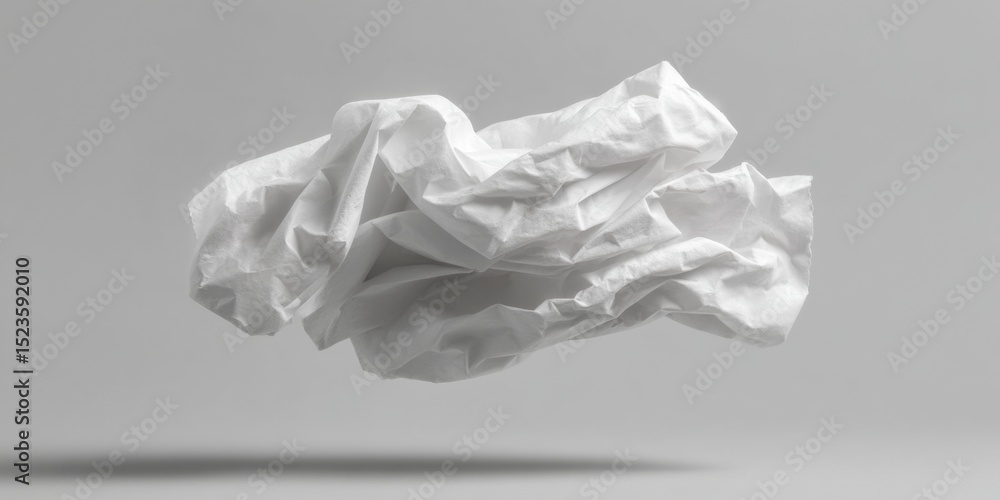 Poster Crumpled Receipt Paper Floating with Wrinkled Texture and Creases, Representing Financial Record-Keeping and Expense Tracking for Modern Business Use