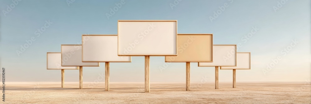 Poster minimalist scoreboard display with warm beige monochrome palette and asymmetrical curves - scalable 