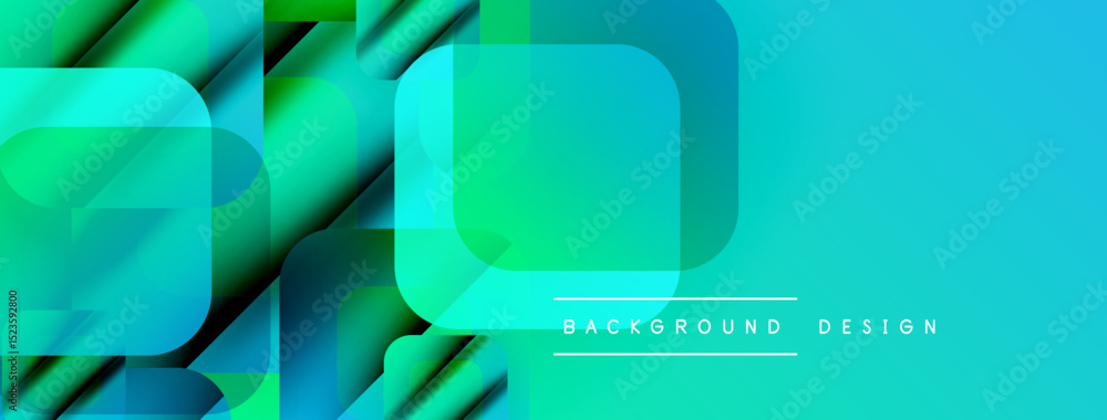 Aufkleber abstract geometric shapes overlap, creating vibrant turquoise, green gradients. modern design elemen