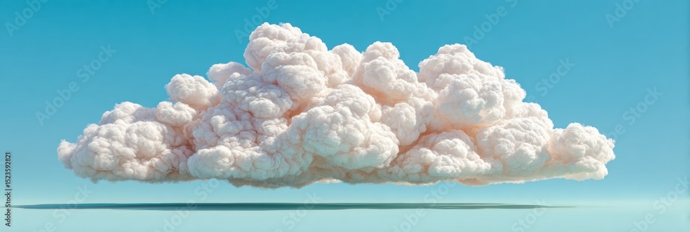 Poster realistic cumulus cloud graphic with crisp edges and glossy blue metallic lights for modern weather 