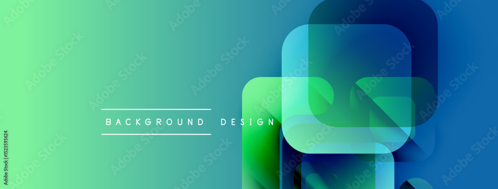 Poster Abstract geometric shapes overlap, creating vibrant gradient background. Modern design elements suggest technology, innovation. Smooth transitions, cool tones dominate.