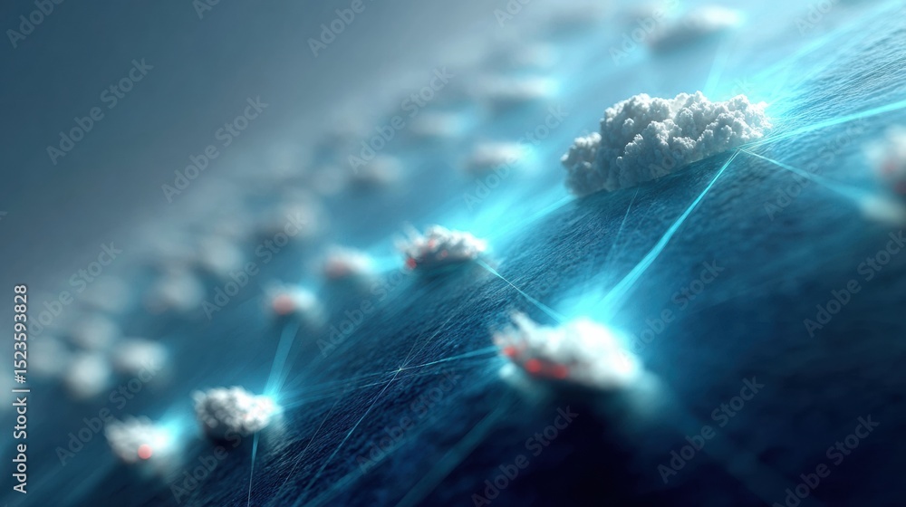 Poster modern naval drone fleet and fighter jets with digital data links over ocean representing integrated