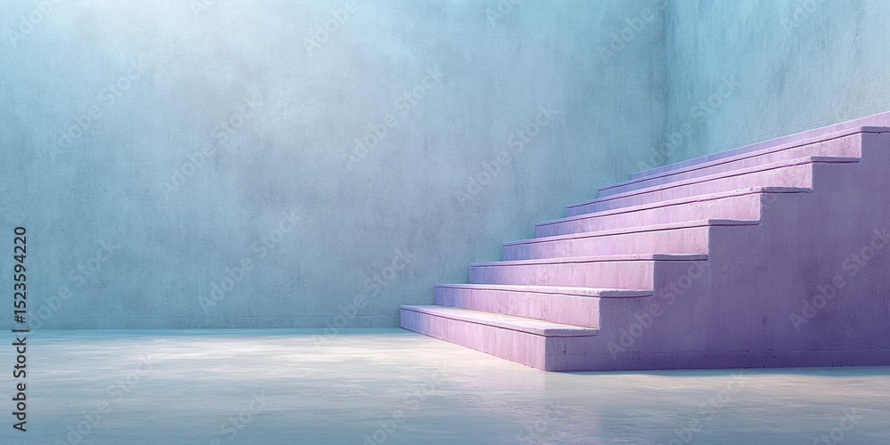 Poster minimalist modern bleachers in institutional gymnasium with concrete texture and tiered seating, hig