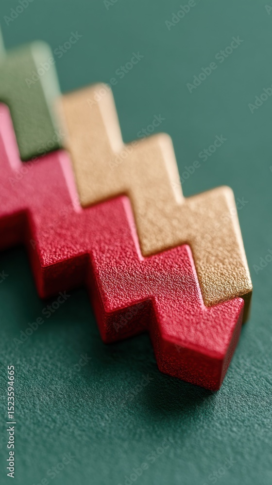 Poster textured multi-colored zigzag arrows representing market trends and financial decline with modern mi