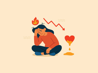 Emotional Burnout Breakdown. Overwhelmed with Exhaustion
