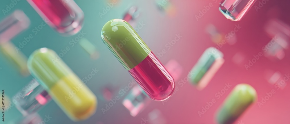 Aufkleber Futuristic Pharmaceutical Capsules with Digital Data Streams in Advanced Molecular Diagnostics Lab for Innovative Drug Development and Therapeutic Solutions