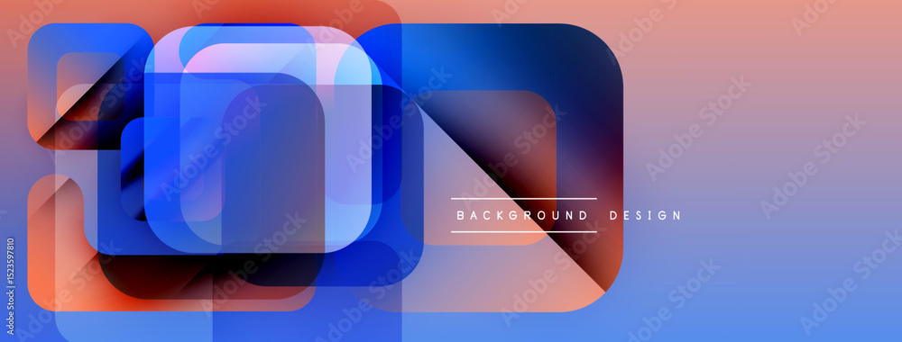 Poster abstract geometric layers, vibrant colors, gradient background. modern design elements create dynami