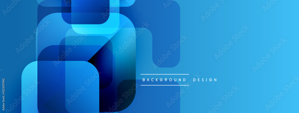 Aufkleber Abstract blue geometric shapes overlap. Gradient colors create modern design. Minimalist style suitable for backgrounds, banners.