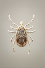 Detailed close-up of black-legged deer tick parasite on neutral background for veterinary education and pet health awareness in parasite prevention