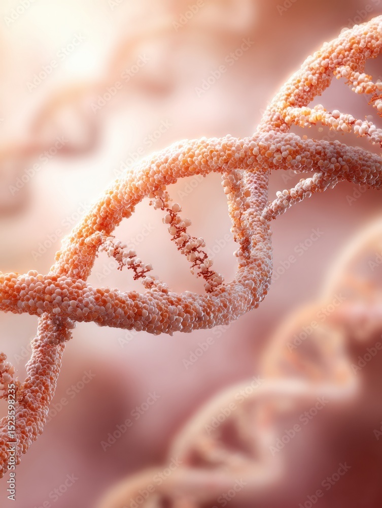 Poster clinical genomics dna double helix with molecular detail representing genetic testing and personaliz