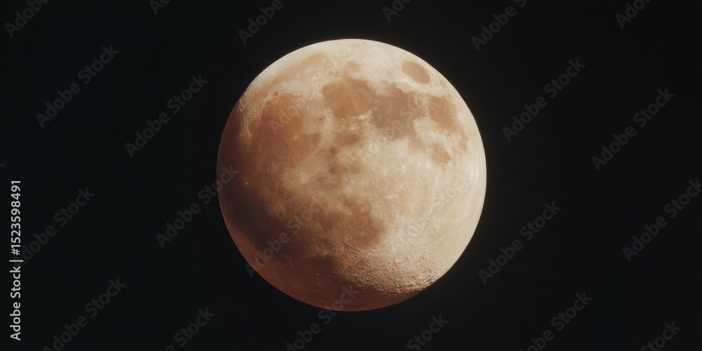 Poster highly detailed full moon with visible craters and maria isolated on transparent background for luna