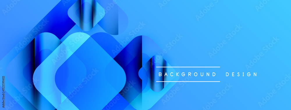 Poster Abstract blue shapes overlap, creating dynamic gradient effect. Modern design suitable for banners, backgrounds, presentations.