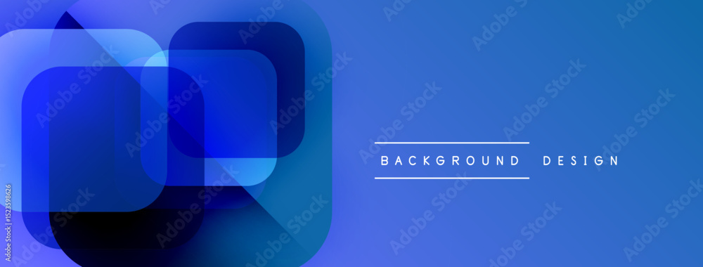 Poster abstract blue layers create modern design. gradient shades offer depth, visual interest. minimalist 
