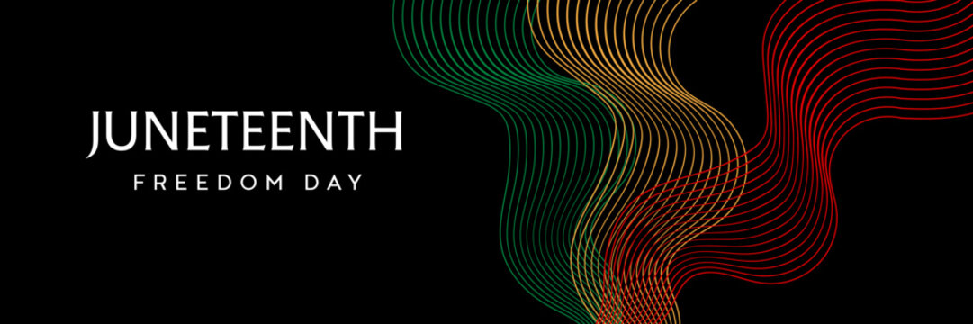 Abstract wave background for Juneteenth banner with iconic colors. Concept of June Nineteenth, June 19, federal holiday - Powered by Adobe