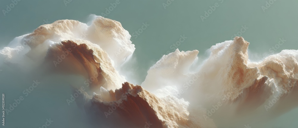Poster abstract mountain peaks in soft mist with pastel lighting for modern digital art and creative visual