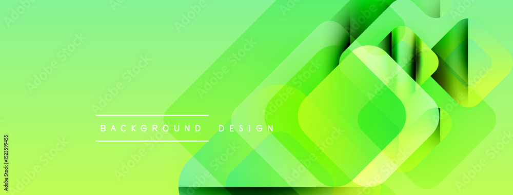 Leinwandbilder Bright green abstract background. Overlapping squares create dynamic visual effect. Modern design elements present. Simple text reads background design.