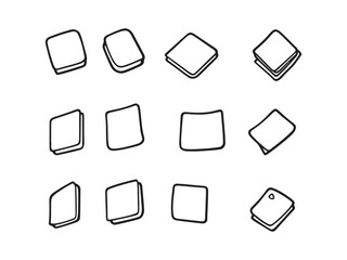 Colorful Post-Its Ultra Minimalist 2D Line Art Set 