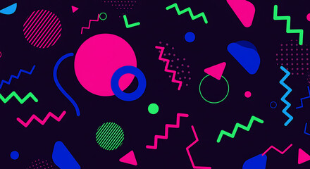 Fototapeta premium Neon Memphis Style Fun Pattern